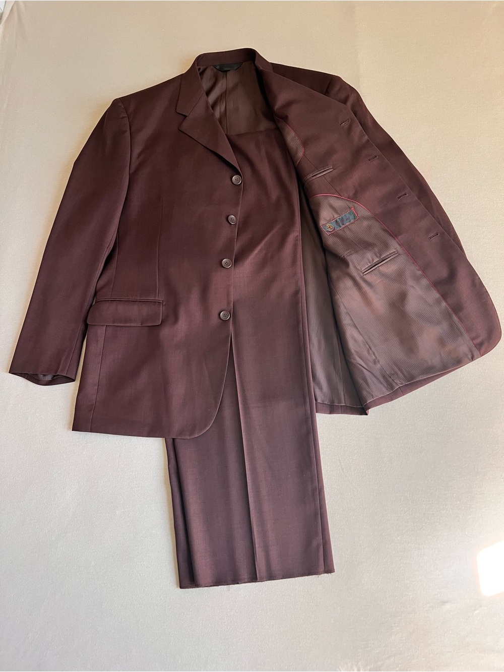 Pallini Remo Men’s Slim Fit Suit – Style 4RW‑3 Burgundy Size 46L 40W